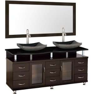  Accara 72 Inch Double Bathroom Vanity   Espresso w/ Black 