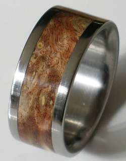 Tungsten Wood Ring Brown Maple Burl Wooden Wedding Band  