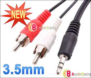 5mm Aux Auxiliary Cable Cord To 2 RCA  1.5ft  