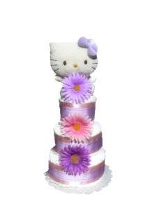 Hello Kitty Baby Shower Diaper Cake   2 Styles   Pink or Purple  