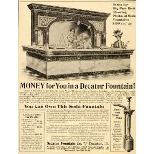 1908 Ad Decatur Soda Fountain Aluminum Syrup Pump Drink   Original 
