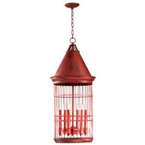 Cyan Design 04753 Bird Cage Collection 6 Light Conical Pendant, Red 