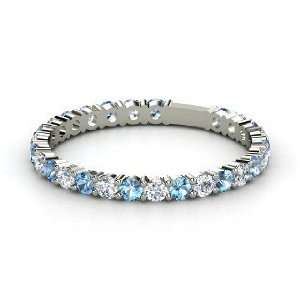    Rich & Thin Band, Platinum Ring with Blue Topaz & Diamond Jewelry