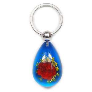  Real Insect Key Chain Real Flower Red Rose/blue 