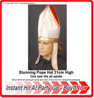 New Mens Mitre Pope Bishop Priest Costume Hat Crown Fancy Dress Up 
