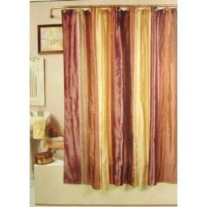  Metro Faux Silk Stripe Fabric Shower Curtain Bronze, Brown 