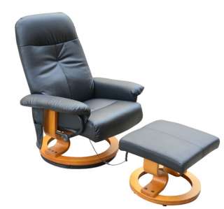   Leather PU TV recliner Vibrating Massage Chair W/Ottoman Black  