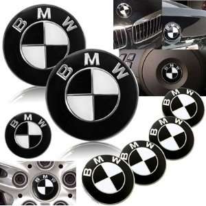    2009 BMW E65 745 750 Black Emblems with Wheel Caps Set: Automotive