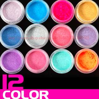 12 Color Nail Art Pearl Powder dust for nail Tips decoration