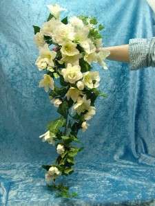   gardenia cascading silk boquet 2 feet 8 inches length 9 inches wide
