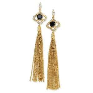  Gold plated Sterling Silver CZ Chain Earrings Jewelry