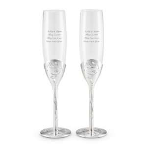 Personalized Leaves And Vines Champagne Toasting Flutes Set Gift 