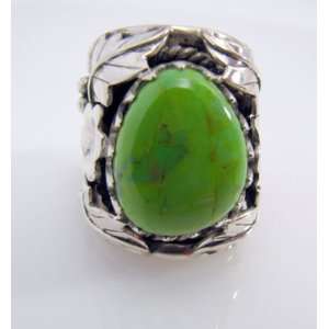    Large Chunky Mohave Turquoise Sterling Silver Ring Jewelry