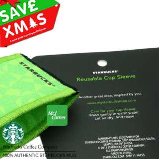   starbucks coffee holder green Reusable cup tumbler sleeve NEW 2011