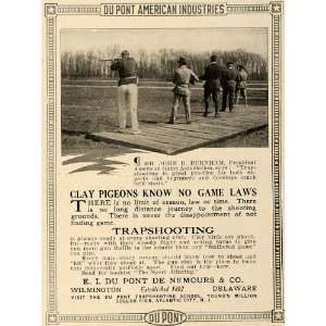  1918 Ad Trapshooting Clay Pigeons Hunt Guns Du Pont Men 