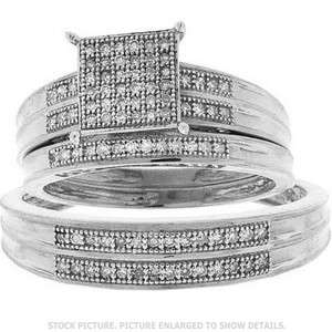  HER WHITE GOLD FINISH DIAMOND ENGAGEMENT BRIDAL RING TRIO SET .25CT