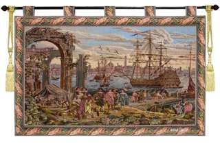 Port Venice Boat Wall Hanging Tapestry +TASSELS 51x31  
