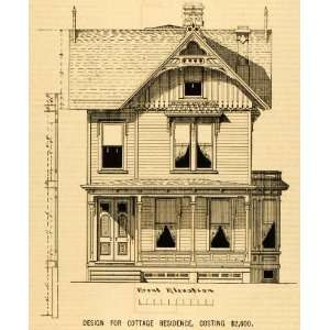  1878 Prints Cottage Architectural Design Floor Plan Victorian House 