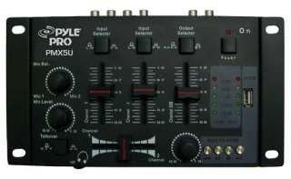 Pyle Pro Professional 2 Stereo Channel DJ Mixer W/ USB SD Card Player 