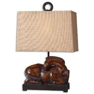   27.3 Inch Cabalina Lamp In Heavily Wood Toned w/ Details, Gray Glaze