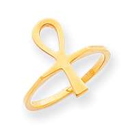 New 14k Gold Polished Ankh Egyptian Cross Ring Available in Multiple 