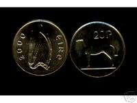 IRELAND REP.20P.KM25 2000 HORSE HARP PRE EURO UNC COIN  