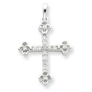  Sterling Silver Diamond Cross Pendant Jewelry