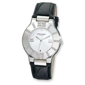  Unisex Charles Hubert Leather Band Silver White Dial Watch 