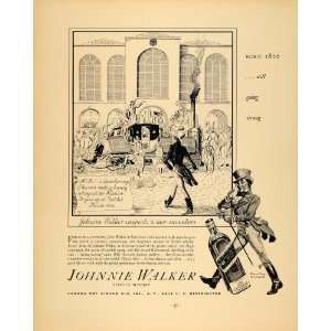 1936 Ad Johnnie Walker Scotch Whisky Steam Carriage   Original Print 