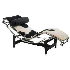 Le Corbusier Style Chaise Lounge in Brown or Black Pony Skin