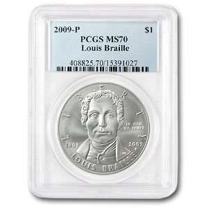  2009 P Louis Braille Silver Dollar MS 70 PCGS (1.00) Toys 
