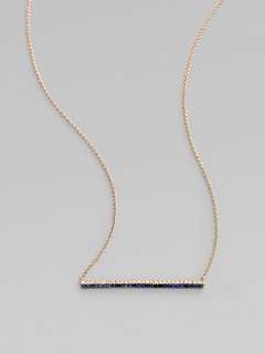     Diamond & Sapphire Encrusted 18K Rose Gold Bar Pendant Necklace