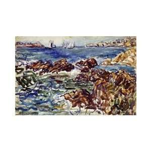 Rocky Cove With Village by Maurice Brazil Prendergast. Size 15.97 