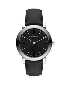 Burberry Slim Black Watch with Black Leather Strap, 40 mm