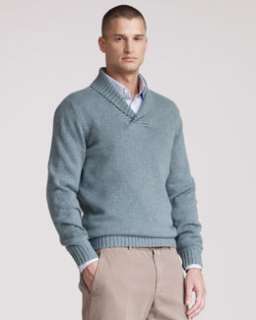 N1QGM Brunello Cucinelli Shawl Collar Sweater, Auoro