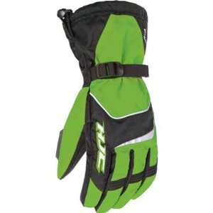   Storm Mens Snow Racing Snowmobile Gloves   Black/Green / Large