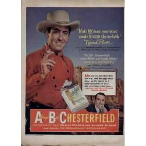 TYRONE POWER .. 1950 Chesterfield Cigarettes Ad, A3152. See TYRONE 