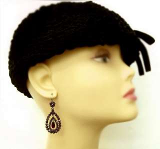 Large Vintage garnet double drop earrings w/14ctgold wires  