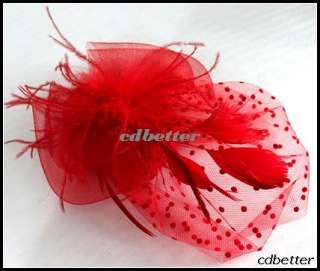 Lady Feather Veil Millinery Hair Clip Hat Fascinators  