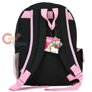 Hello Kitty School Backpack Black Pink Flowers Large 4
