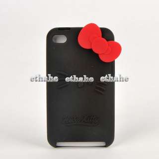 Hello Kitty For iPod Touch 4 Case Back Cover Black E1EF1N  