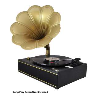 Classic Horn Phonograph/Turntable With USB To PC Connection And Aux In 
