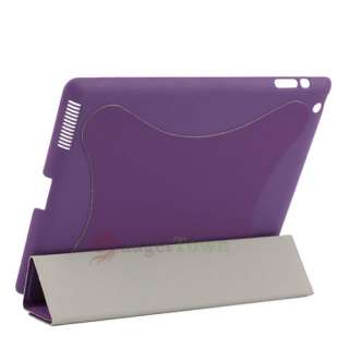 iPad 2 Magnetic Smart Leather Cover w/ Hard Case Purple  