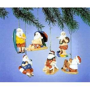    Tropical Santa Claus Christmas Ornaments set 6