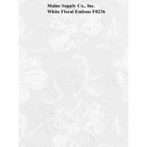 White Floral Emboss Series F0236 Vinyl Tablecloth 54 X 45 