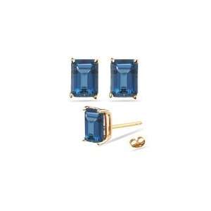   46 Ct London Blue Topaz Stud Earrings in 18K Yellow Gold Jewelry