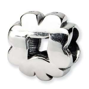    925 Sterling Silver 3/8 Clover Good Luck Jewelry Bead: Jewelry