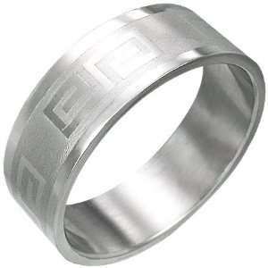   Steel Greek Key Band Ring   Size 10 Mission Jewellery Jewelry