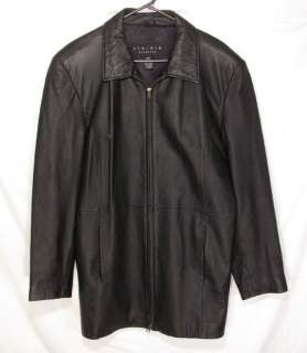 LEATHER ELEMENTS Womens Black Leather Coat Jacket Size Large  