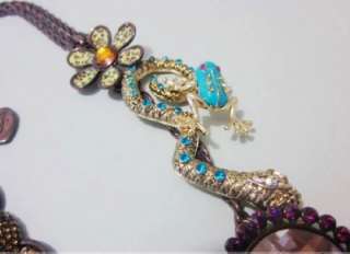 Betsey Johnson Leopard Snake Frog Necklace Bracelet Set  
